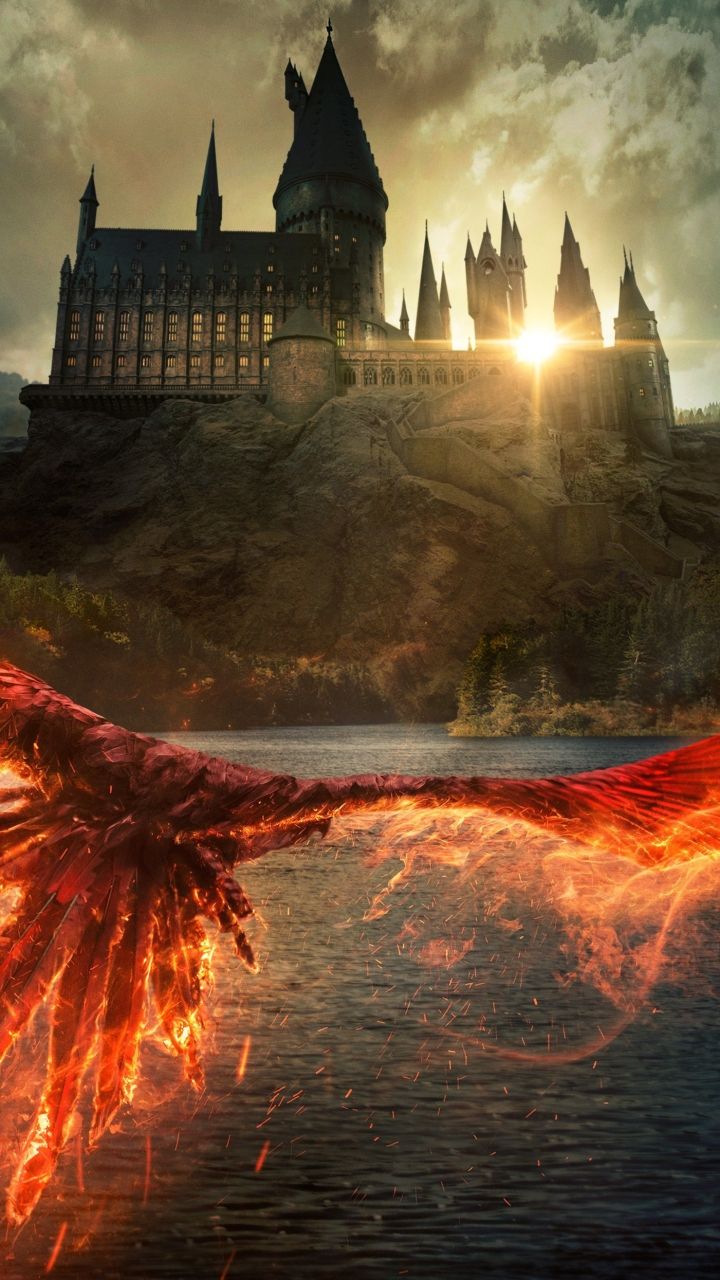 720x1280 Phone wallpaper: Hogwarts Castle, Movie, Fantastic Beasts: The Secrets Of Dumbledore, Phoenix, Fantastic Beasts 1189647