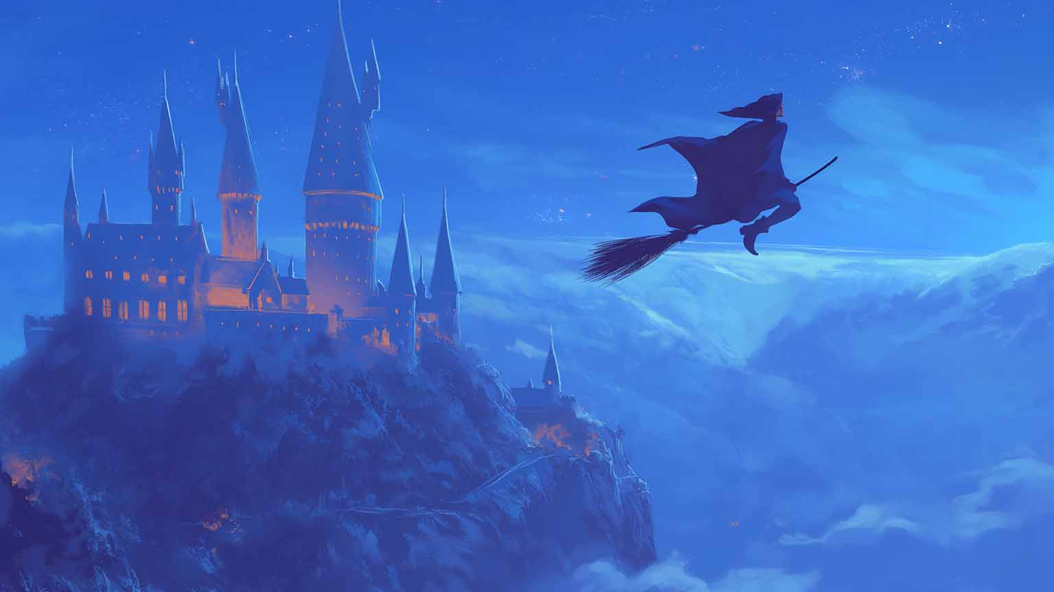 1536x864 Free Harry Potter Hogwarts Night Flight Desktop Wallpaper