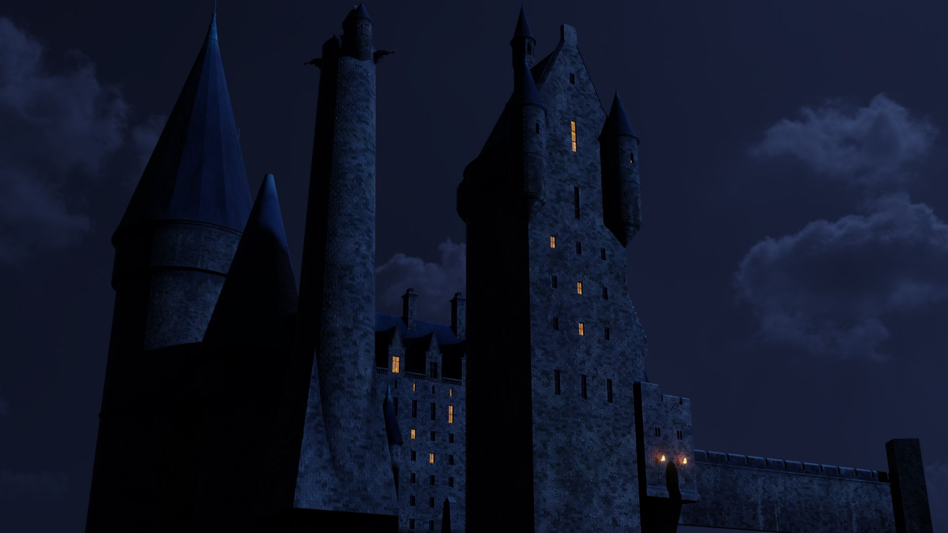 1920x1080 Night Falls on Hogwarts