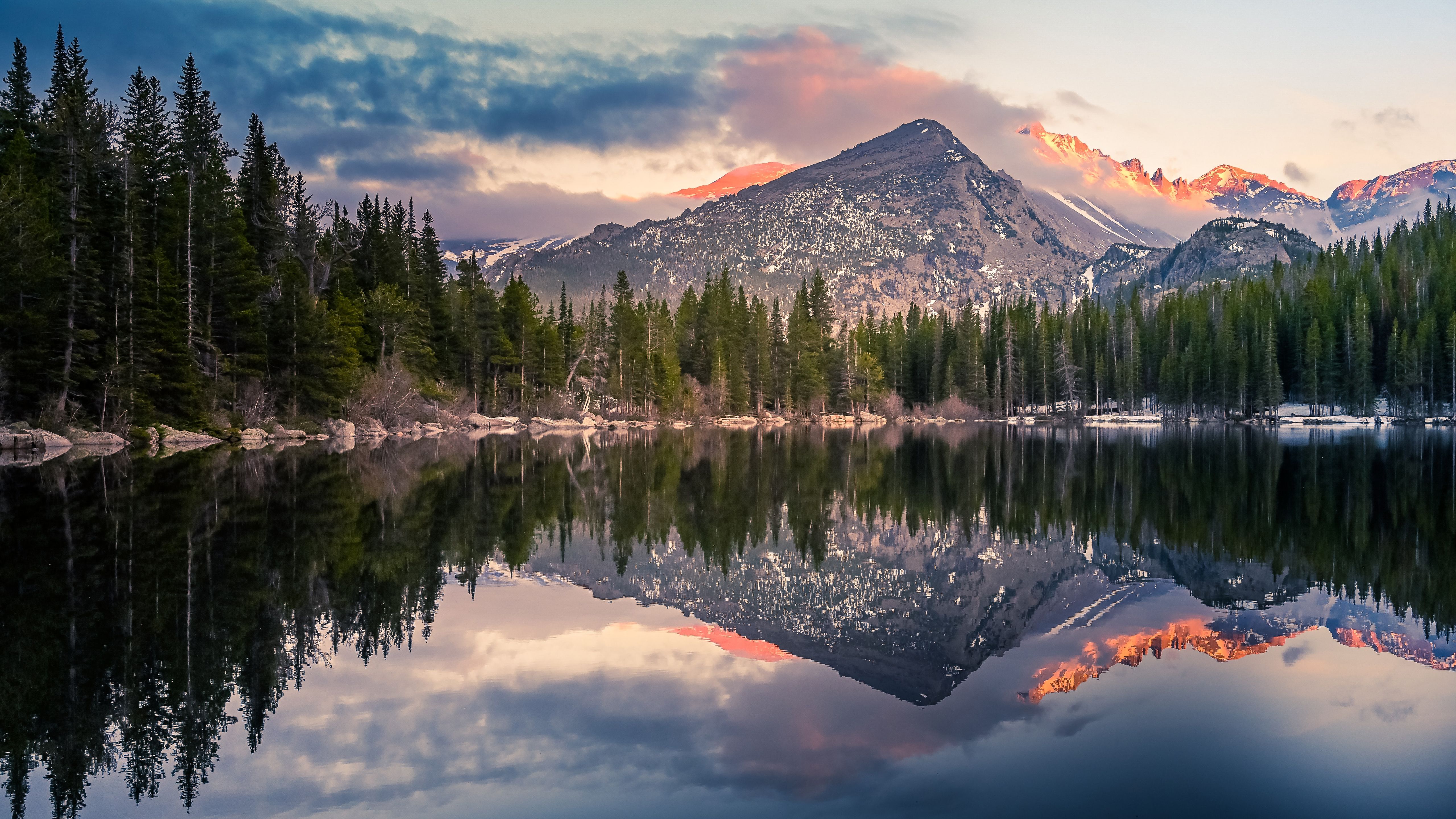 5120x2880 Bear Lake Reflection At Rocky Mountain National Park 4K 5K HD Nature Wallpaper