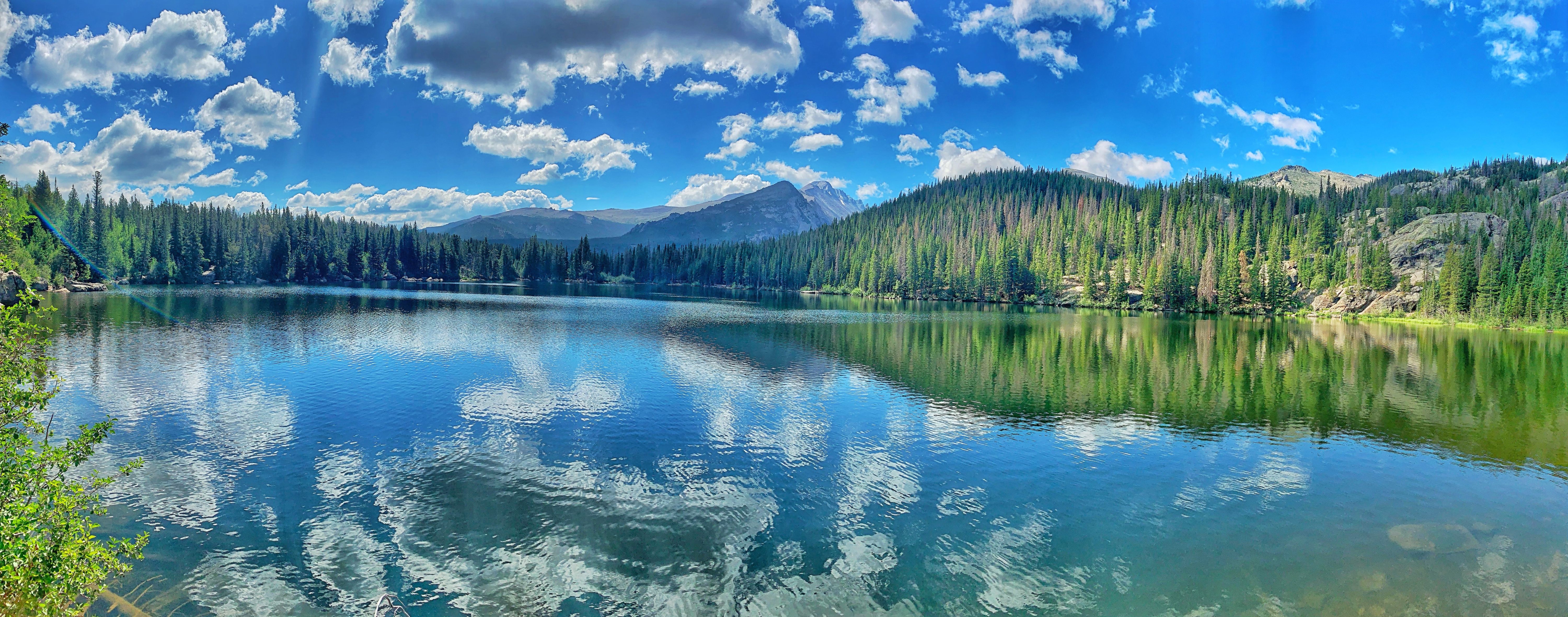 6000x2360 Desktop wallpaper: Bear Lake, Utah, Earth, Lake, Forest, Mountain, Reflection, Rocky Mountains, Lakes 4K free download for PC. 487549
