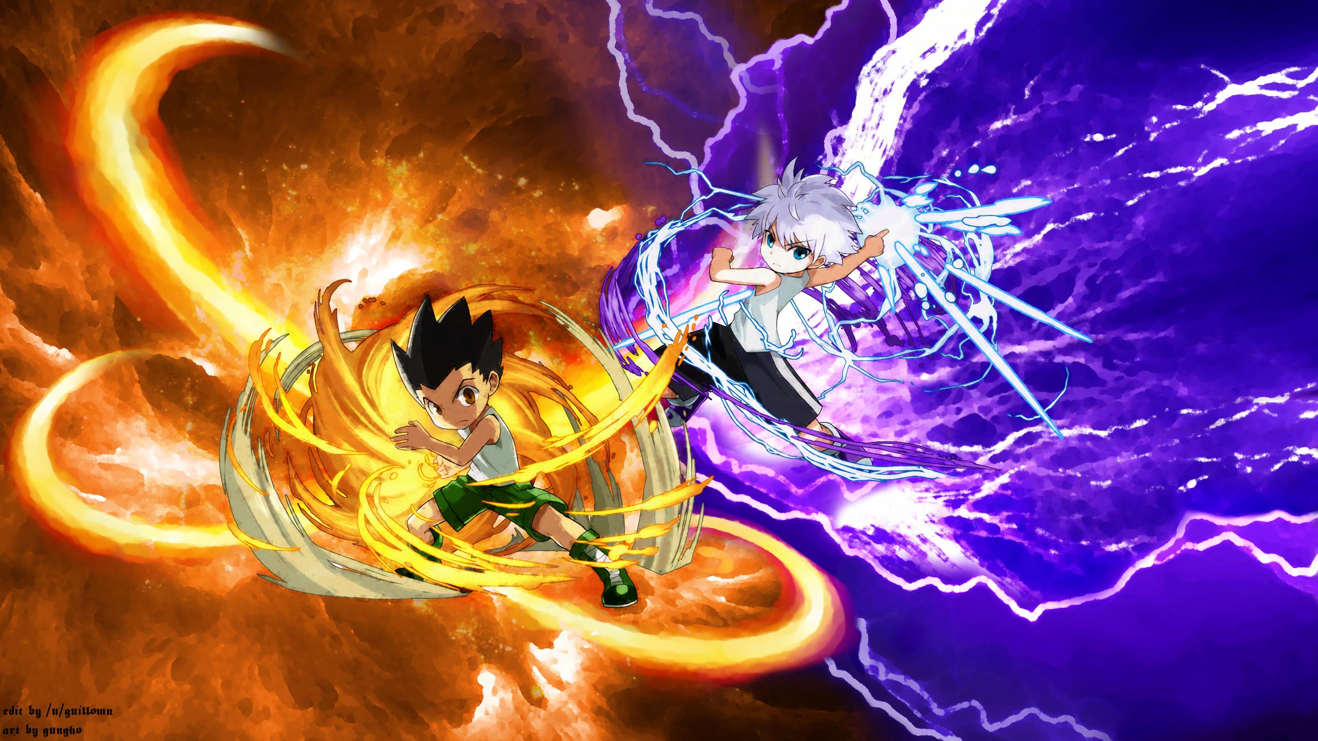 2560x1440 I made a Gon and Killua desktop wallpaper from Puzzle & Dragons art