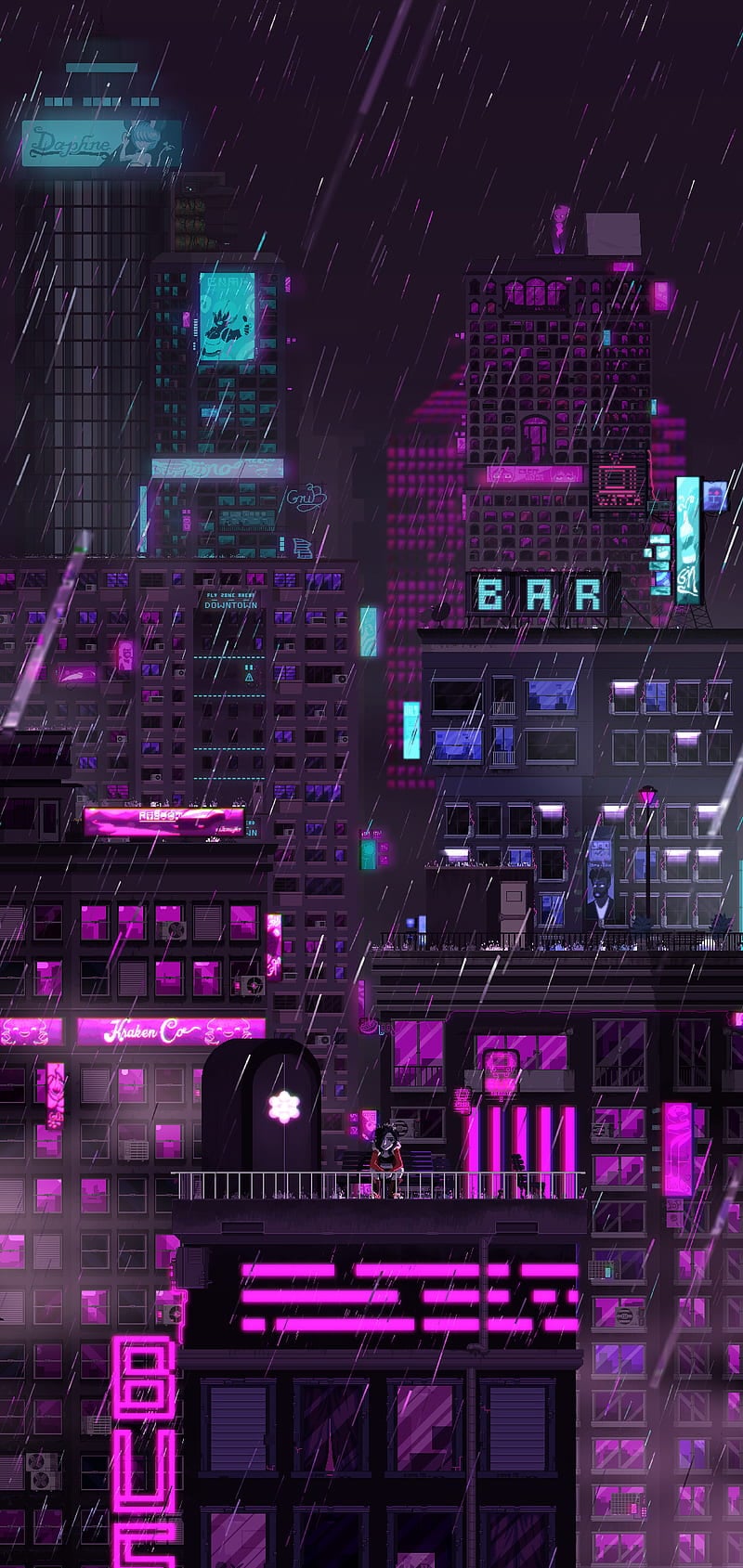 800x1689 Purple City, aesthetic, neon, new york, HD phone wallpaper