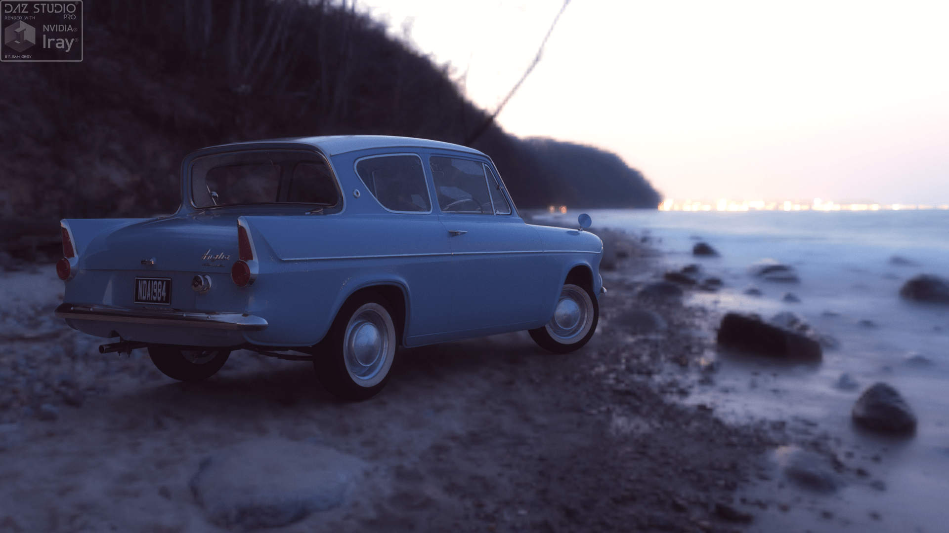 1920x1080 Ford Anglia 1959 3D Render, Digital Art