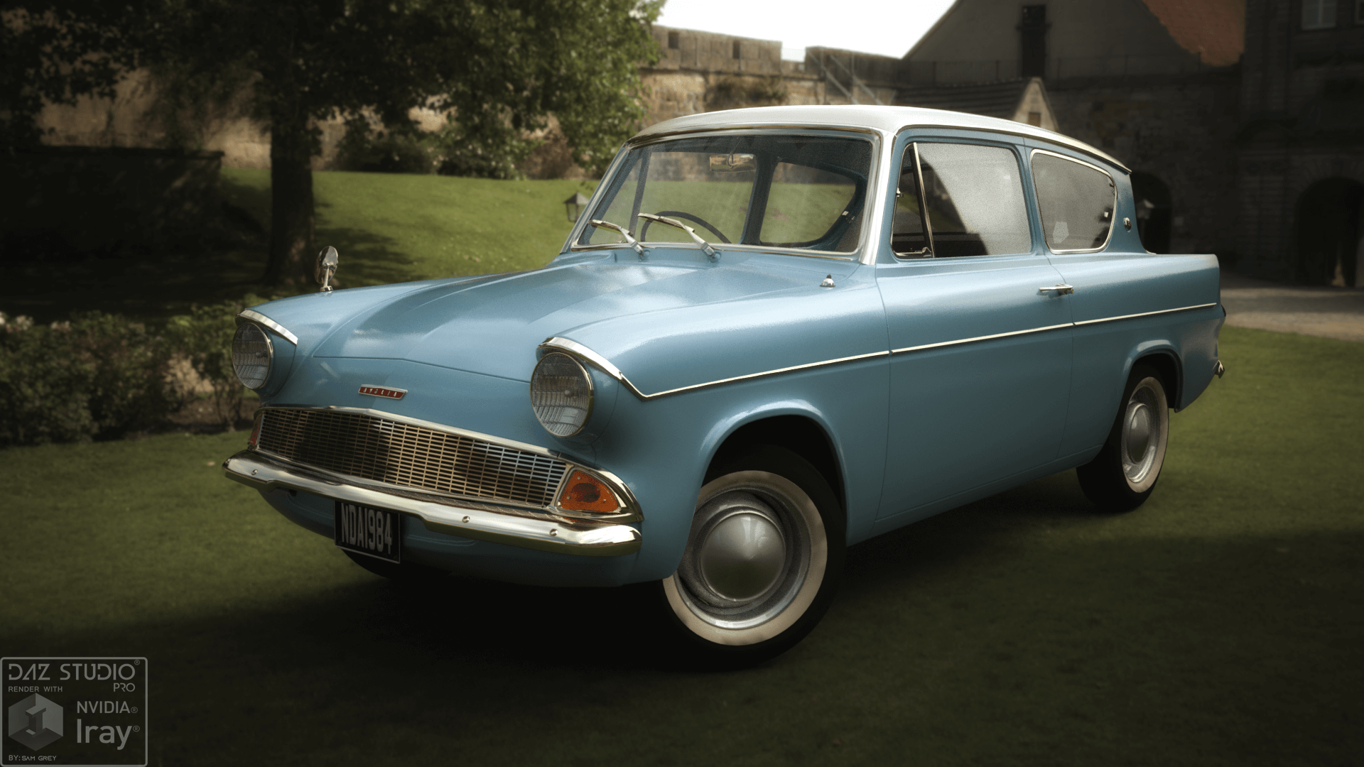 1920x1080 Ford Anglia 1959 3D Render, Digital Art