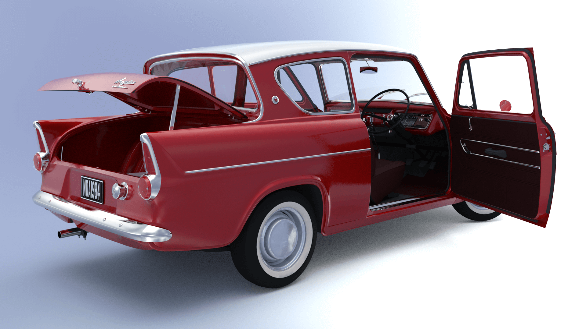 1920x1080 Ford Anglia 1959 3D Render, Digital Art