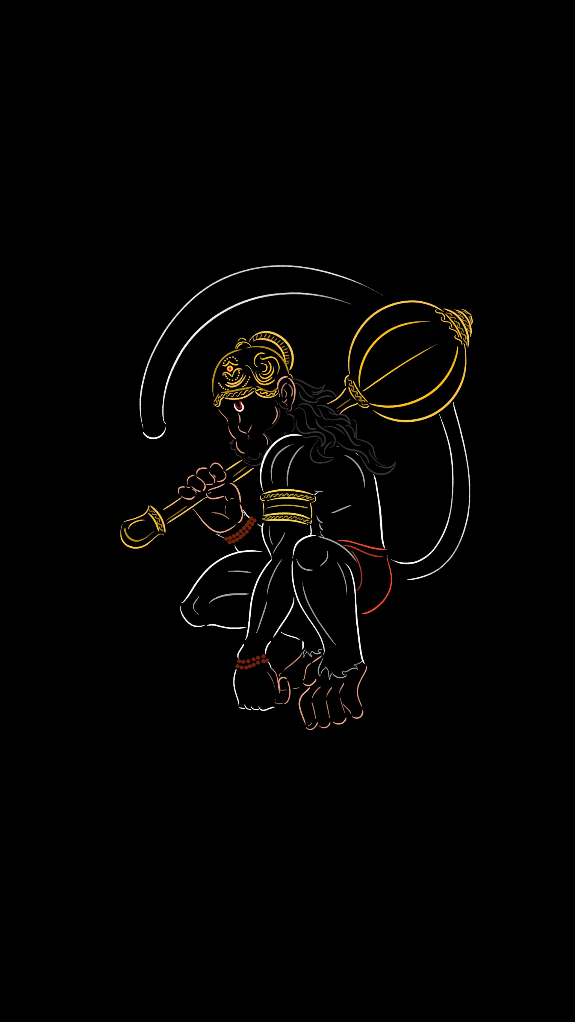 1920x3415 minimal art of Bhagwan Hanuman[OC]