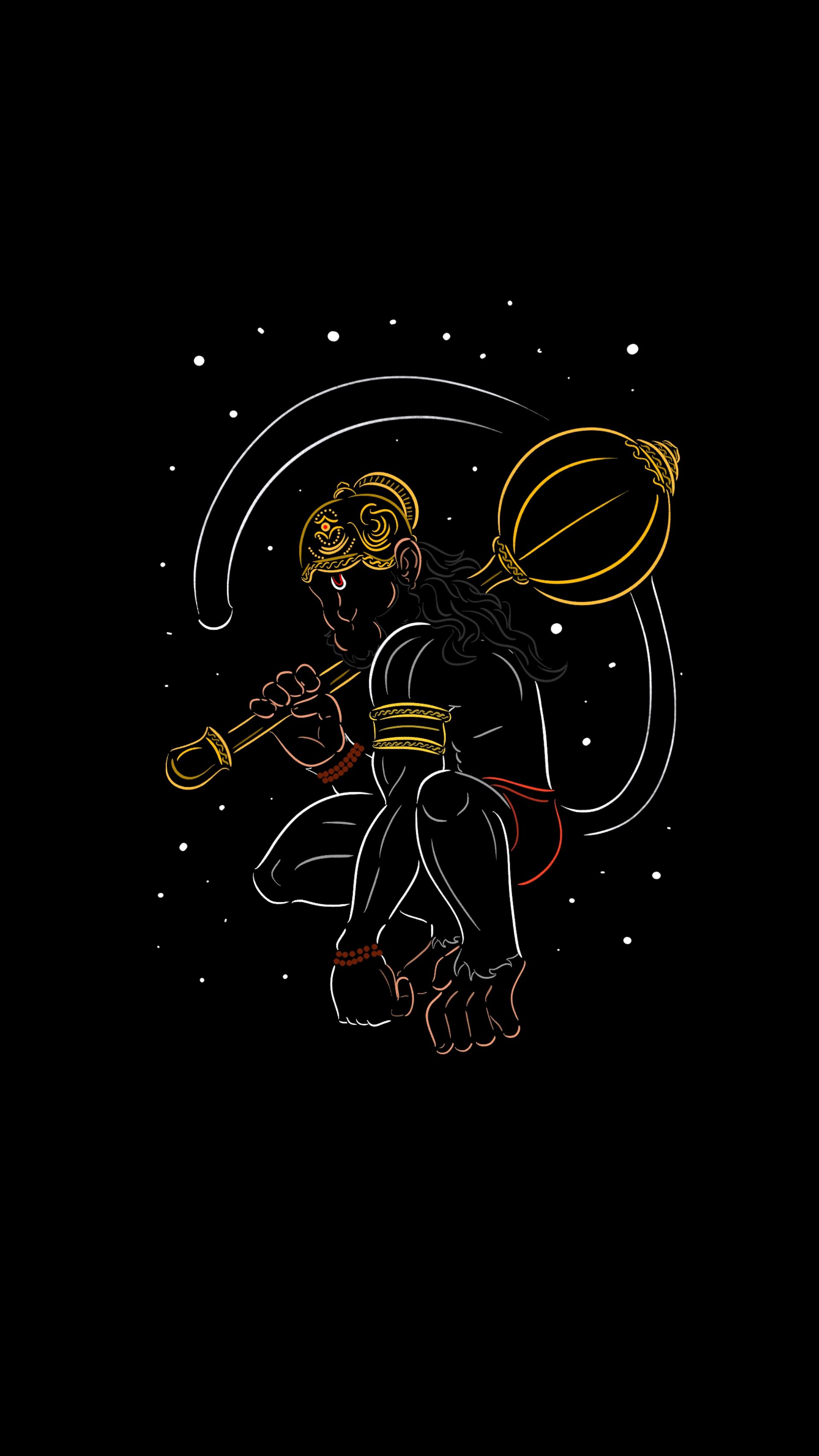 1920x3415 minimal art of Bhagwan Hanuman[OC]