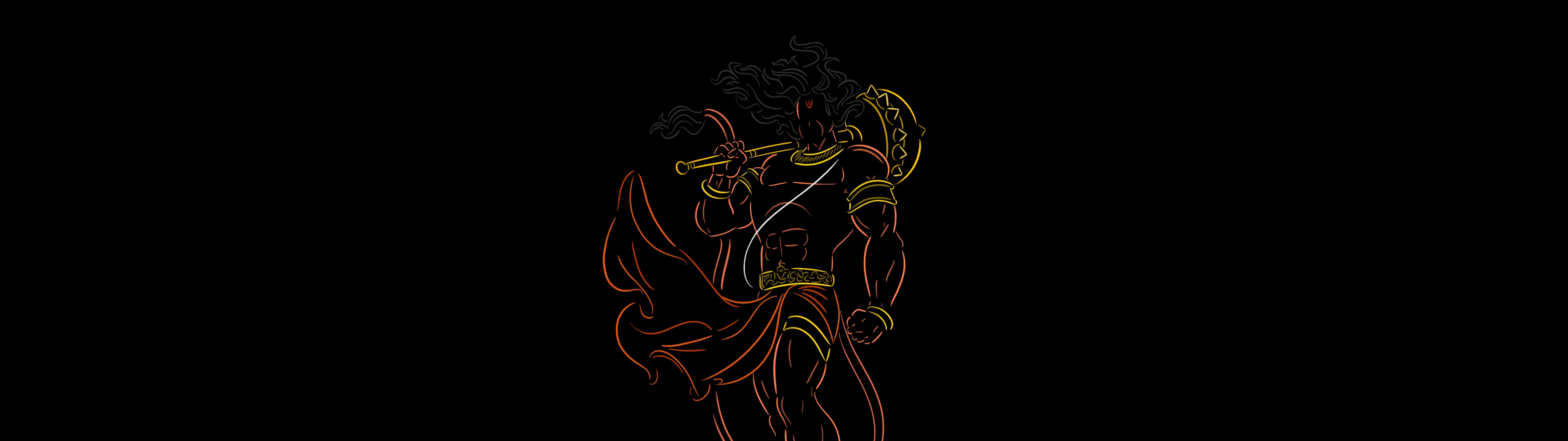 3840x1080 Bajrangbali Wallpaper 4K, Minimalist, Hindu God