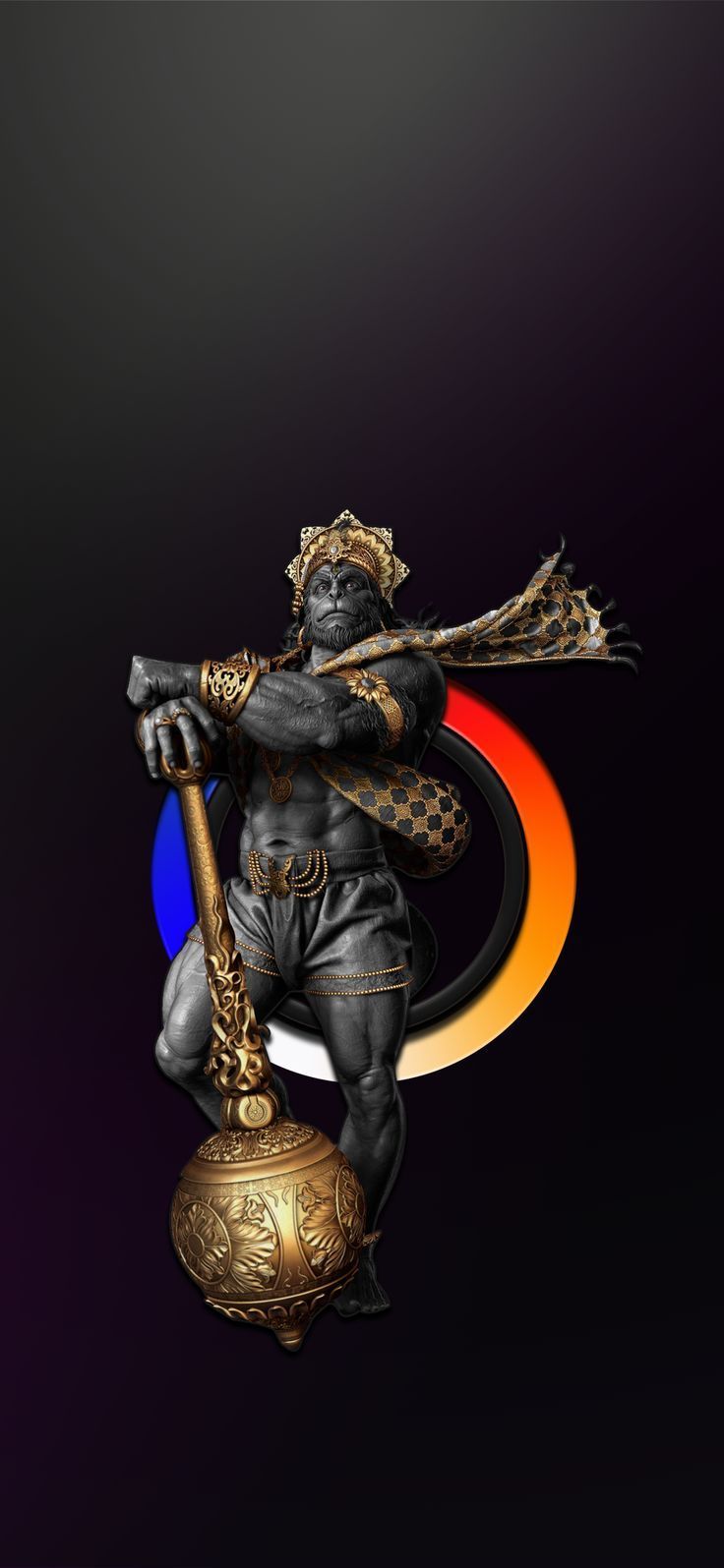 736x1595 Lord hanuman black wallpaper. Hanuman 3D HD wallpaper, God