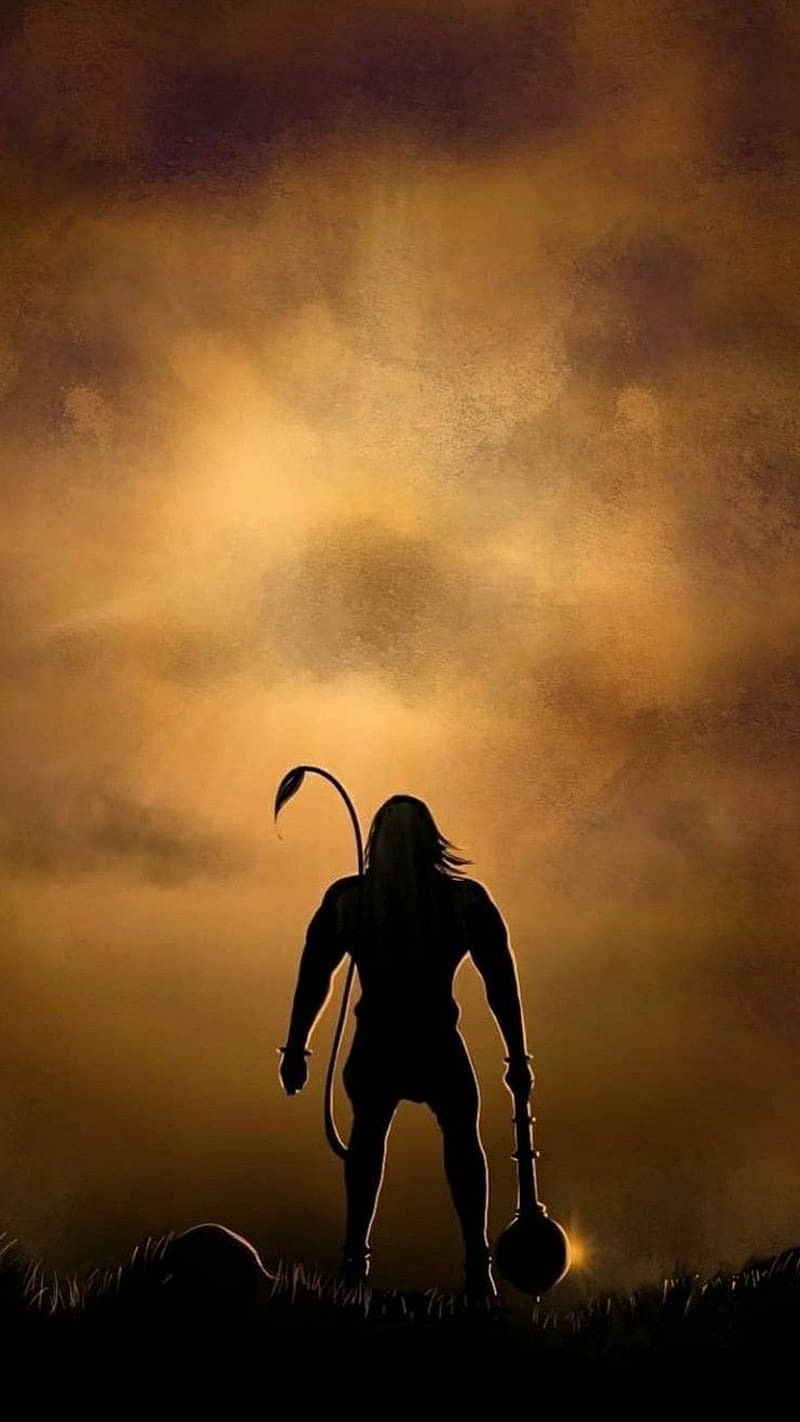 800x1422 Hanuman Ji With Gada, hanuman ji, gada, bhakti, shadow, HD phone wallpaper