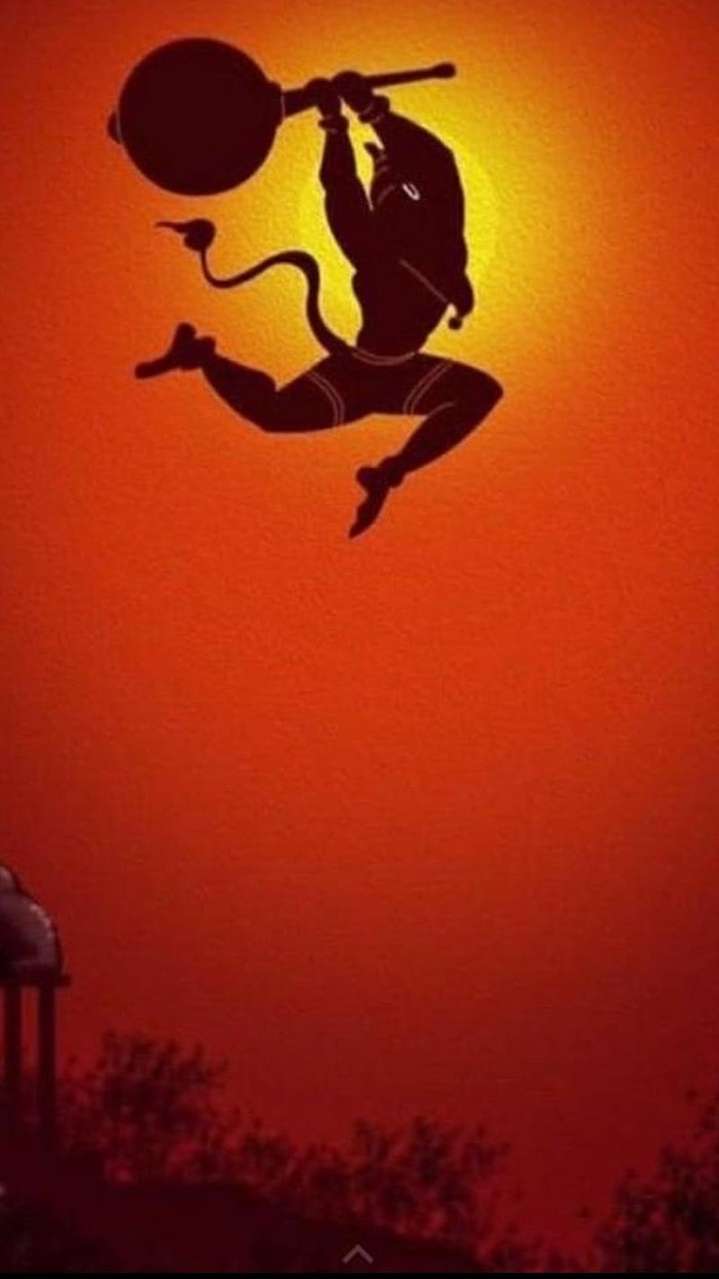 800x1422 Lord Hanuman With Sun Background, lord hanuman, sun background, orange, god, HD phone wallpaper