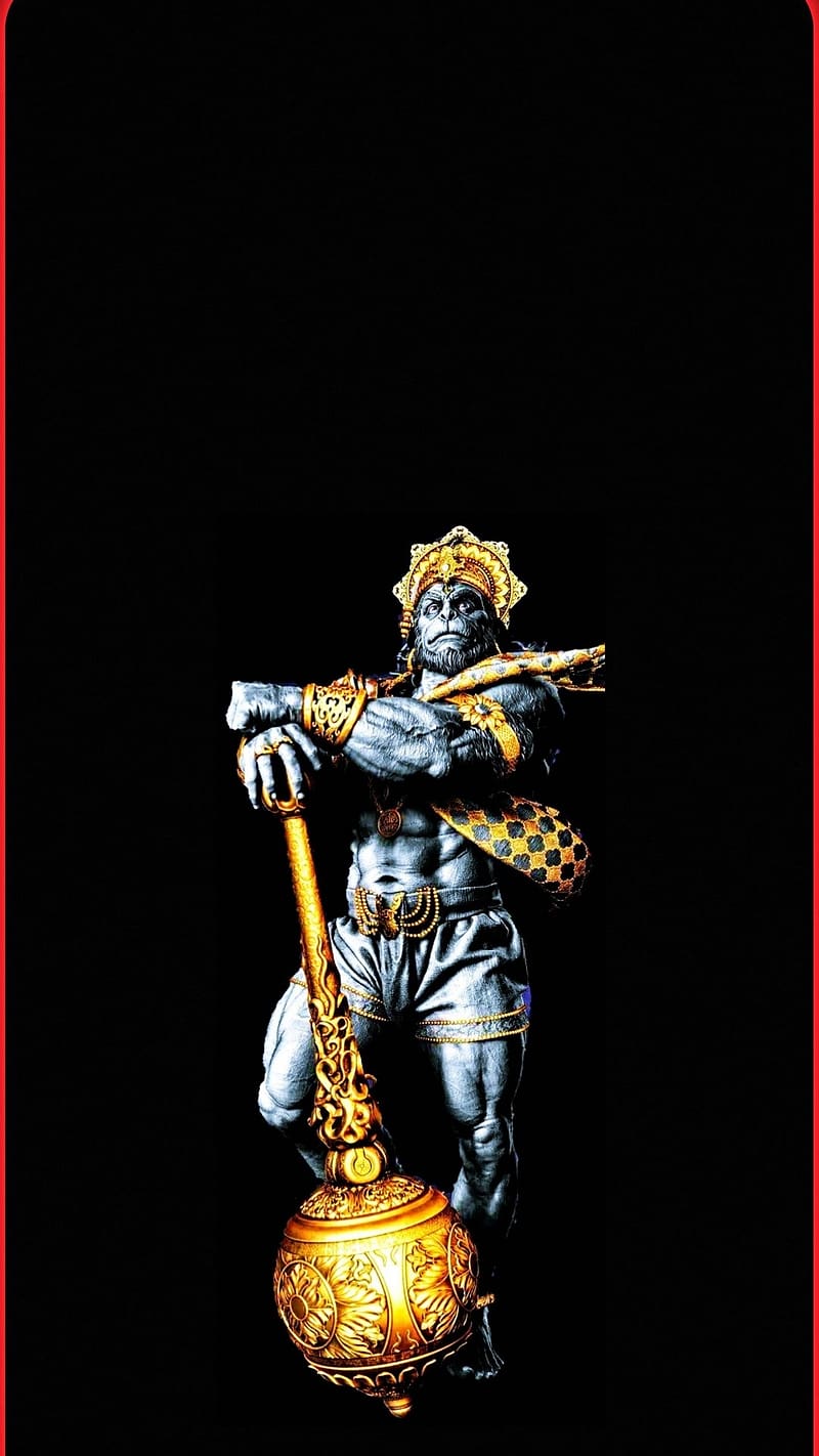 800x1422 Lord Hanuman, Silver And Golden, silver, golden, gada, god, bajrangbali, HD phone wallpaper