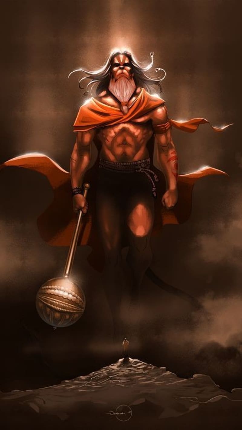 800x1423 Lord Hanuman With Dark Brown Background, lord hanuman, smoky effect, god, jai shree ram, HD phone wallpaper