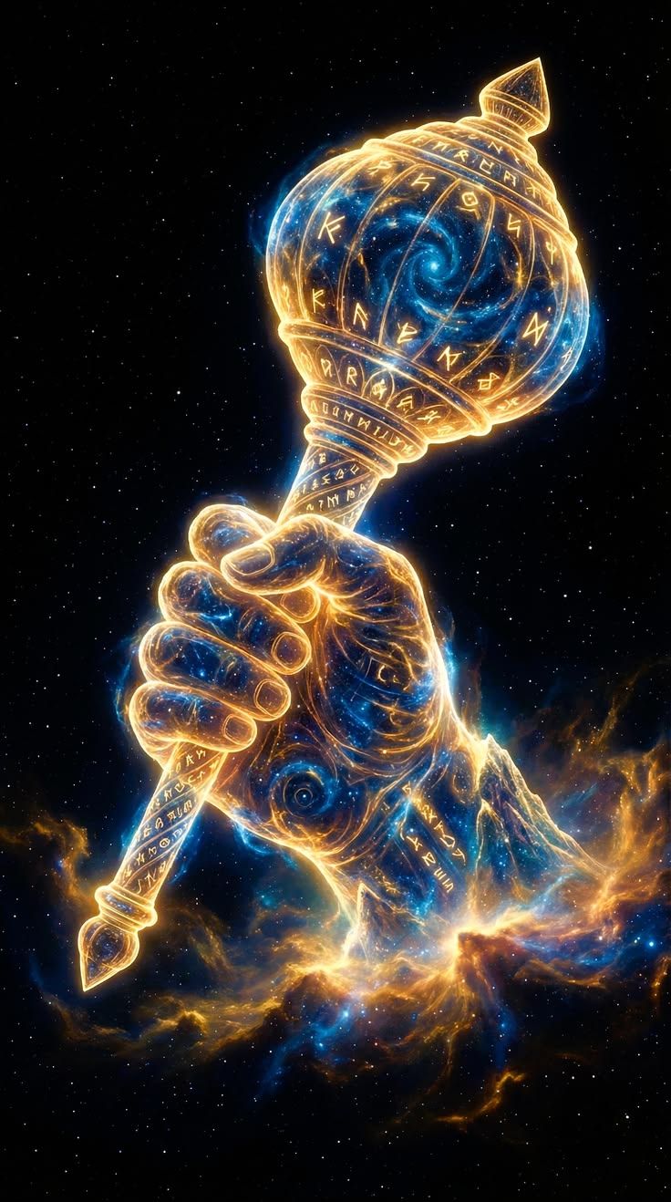 736x1318 Cosmic Hanuman Gada Artwork Filled With Celestial Energy And Power