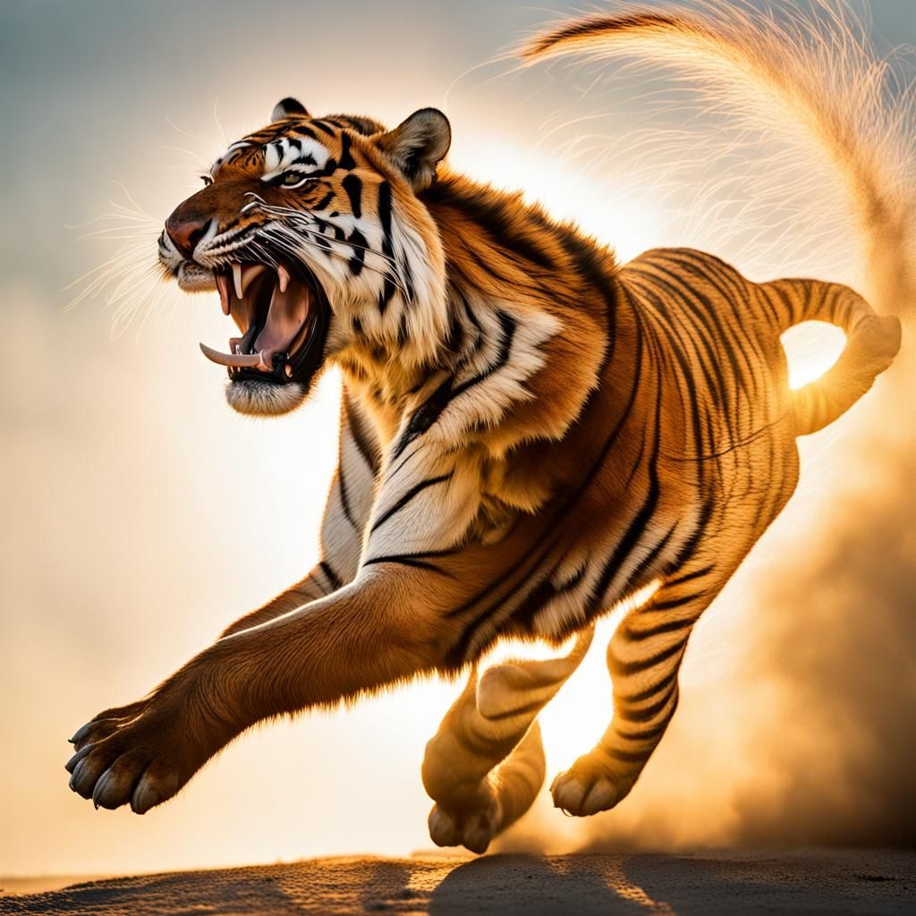 1024x1024 The Wrath Of Shere Khan Tiger Mid Pounce In B