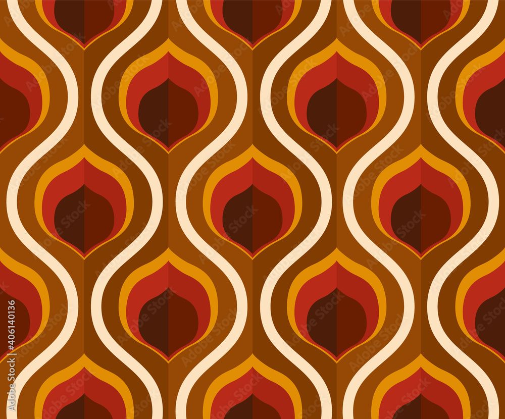 1000x830 Poster, Print 70's retro seamless wallpaper pattern material / vector illustration, 40x33.2 cm