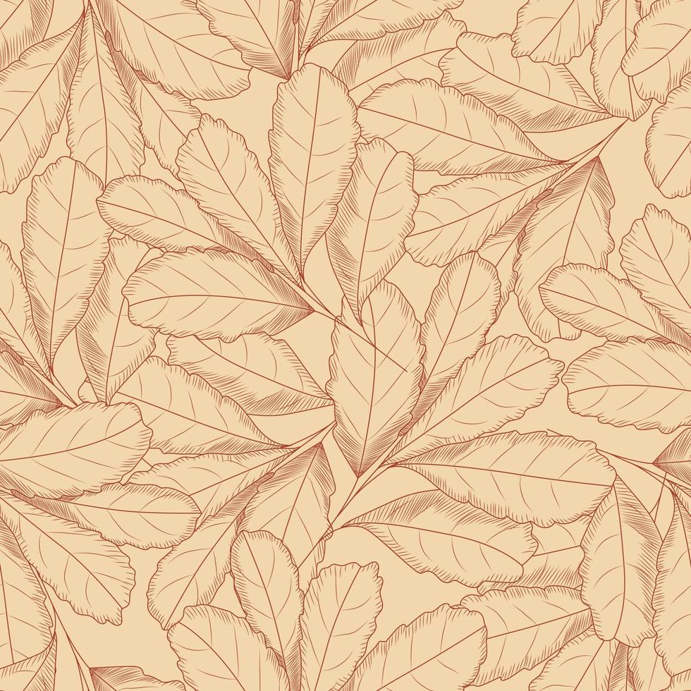 980x980 Vintage autumn leaf seamless pattern. Tree leaves backdrop. Autumn floral wallpaper. Retro illustration