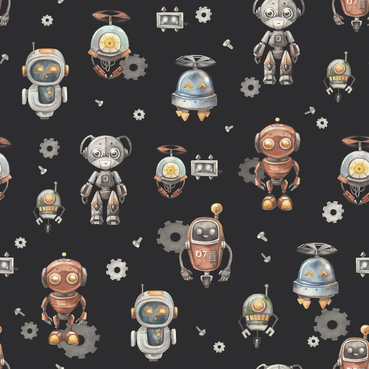 1214x1214 Retro Robot Wallpaper