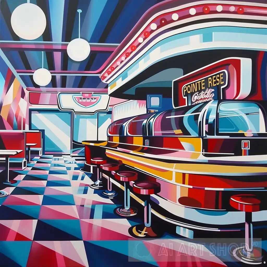 1024x1024 Retro Diner Night Art Illustration