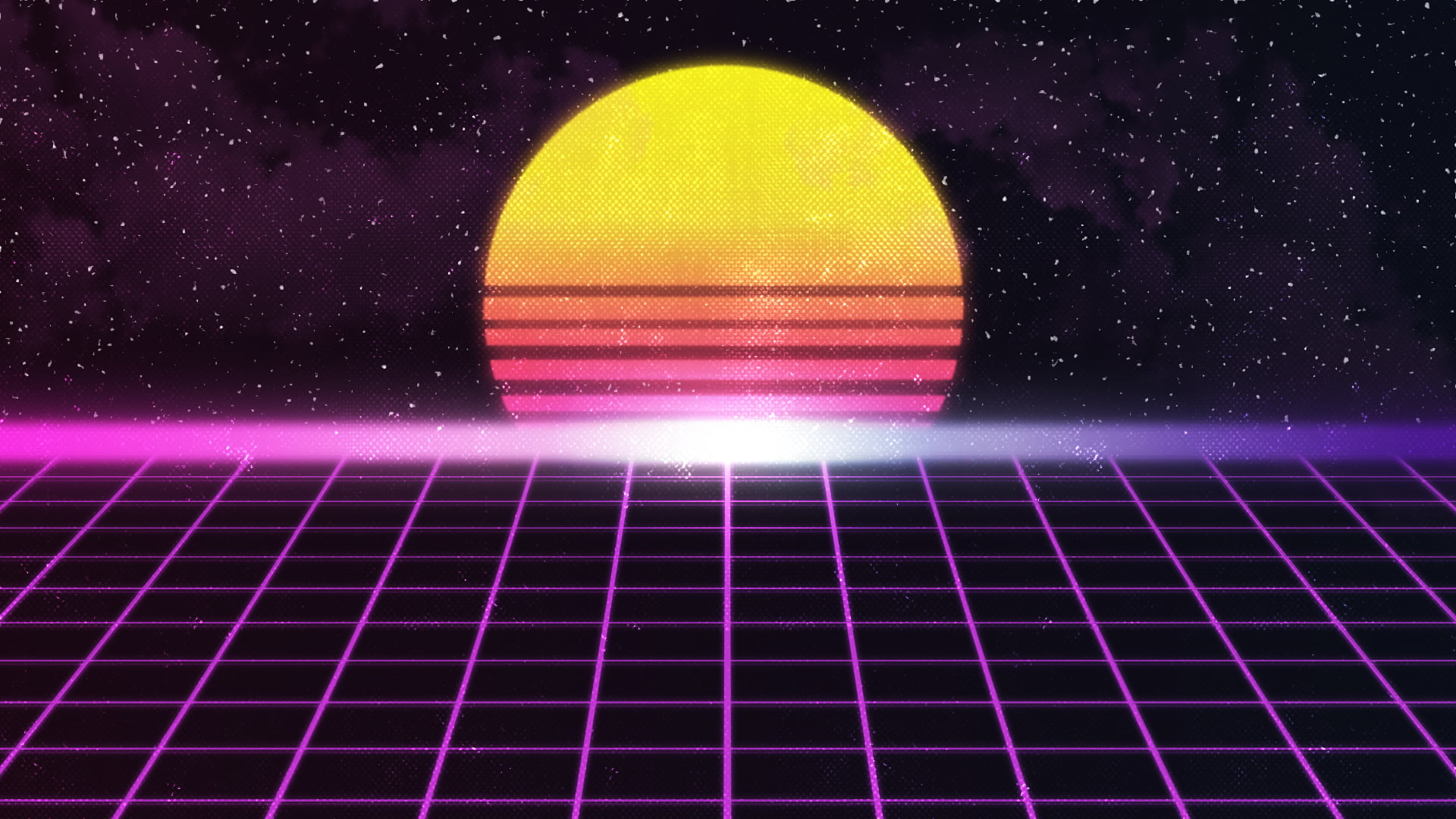 1920x1080 Yellow and pink moon illustration, New Retro Wave, Retro style, artwork HD wallpaper