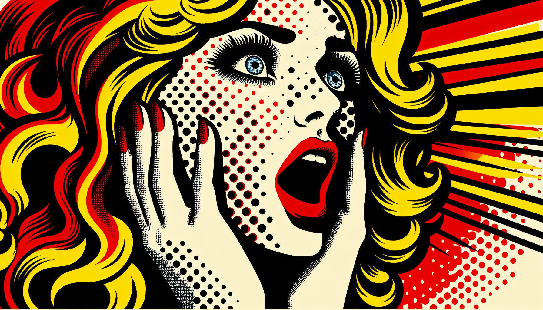 1792x1024 Pop Art Mural Wallpaper. Comic Style Retro Design