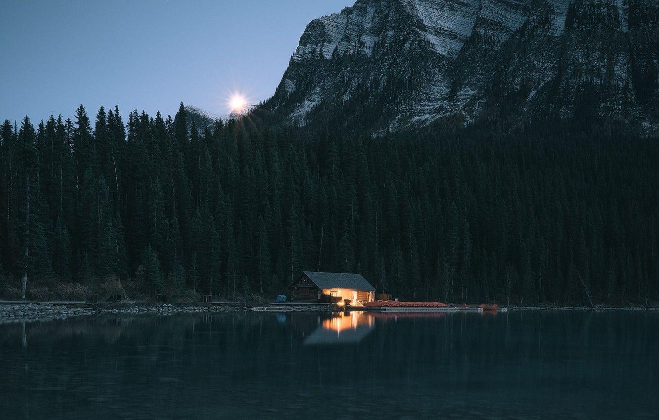 1332x850 Twilight Mountain Lake Wallpaper