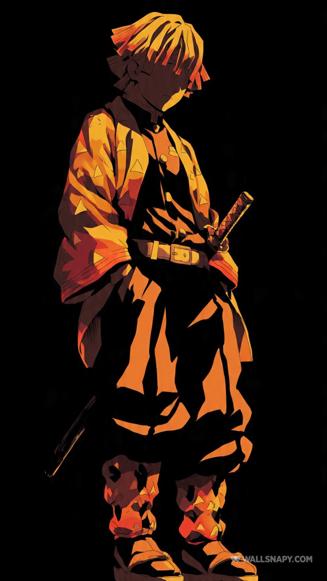 1080x1920 Demon slayer zenitsu amoled anime 4k wallpaper