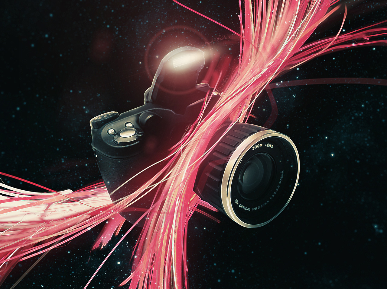 1280x958 How to Digitally Illustrate a Camera with Light Streaks. Envato Tuts+