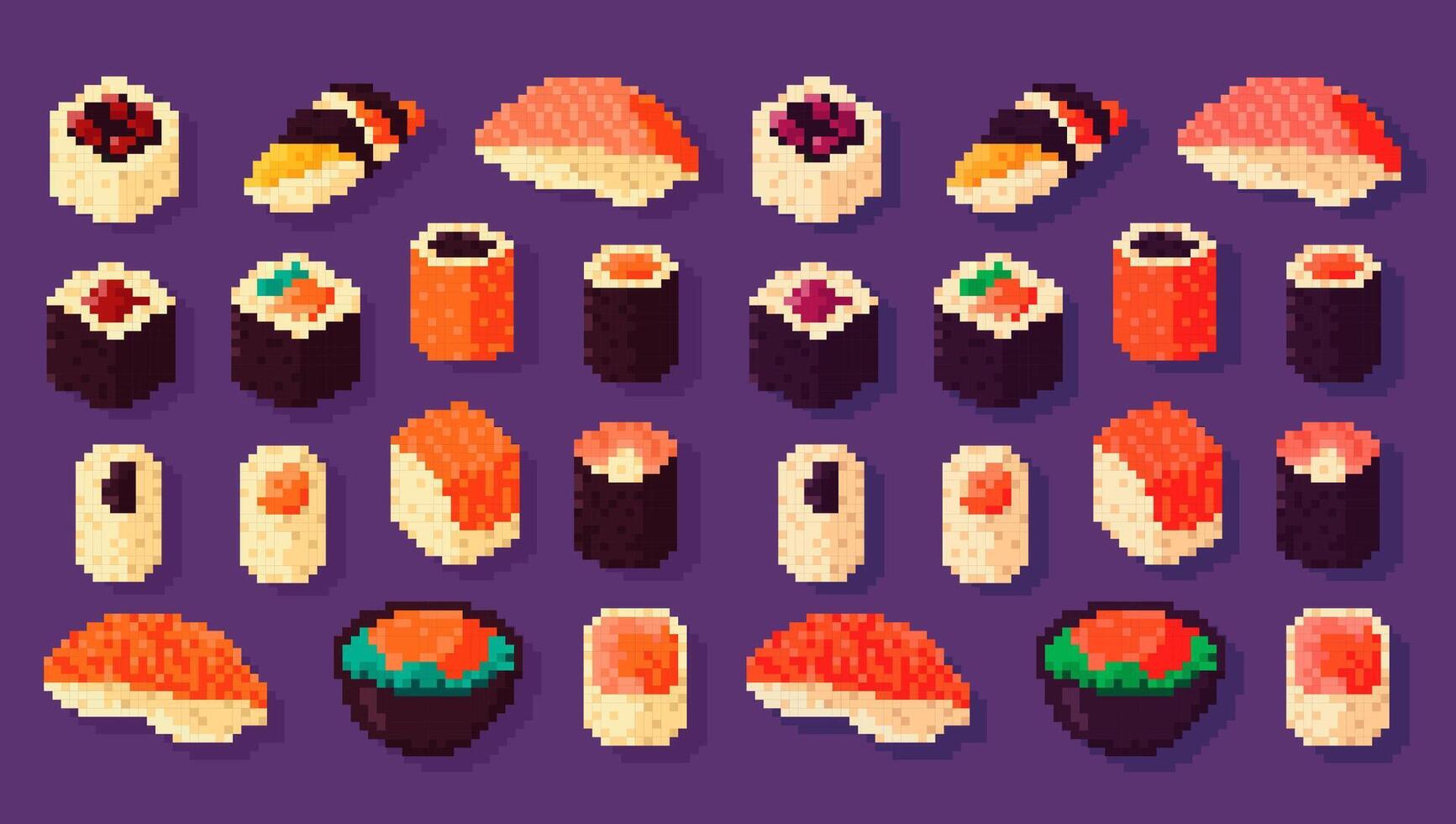 1733x980 Pixel art Flat design pixel art food illustration