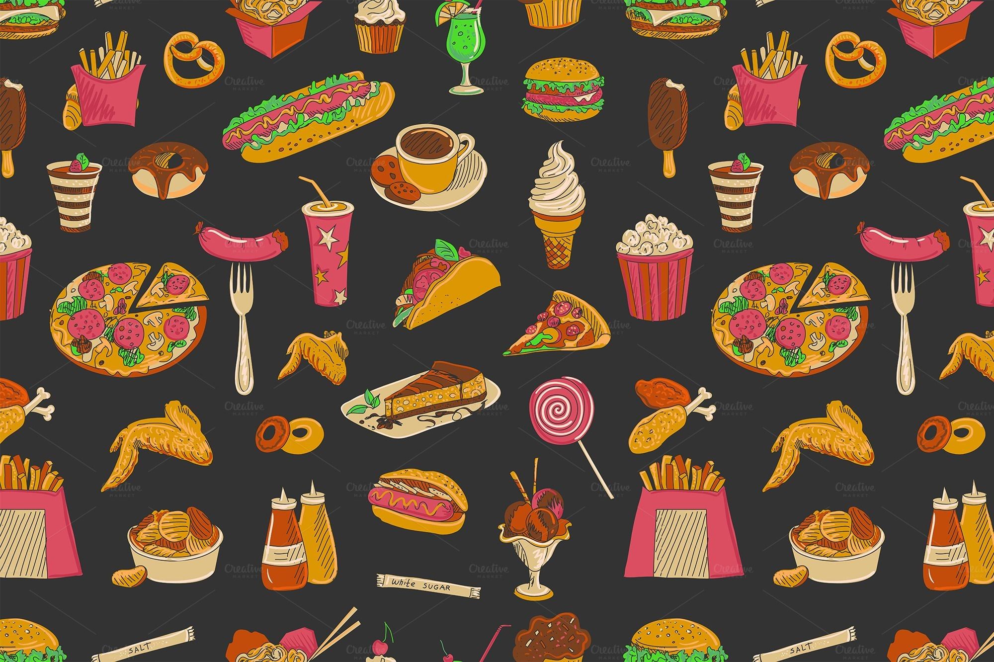 2000x1332 Pixel Food Wallpaper