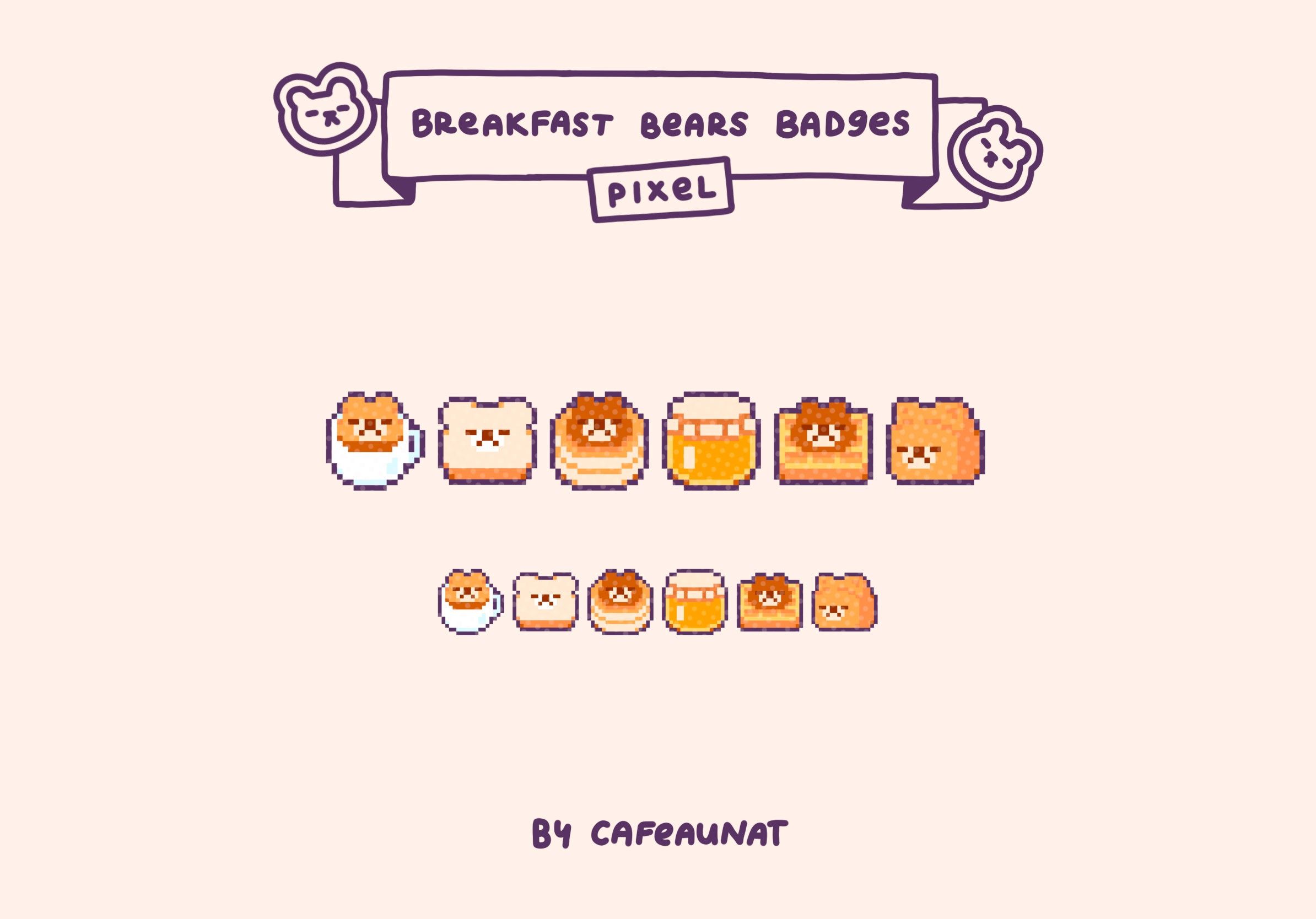 2388x1668 Breakfast Bears Pixel Badges Bundle