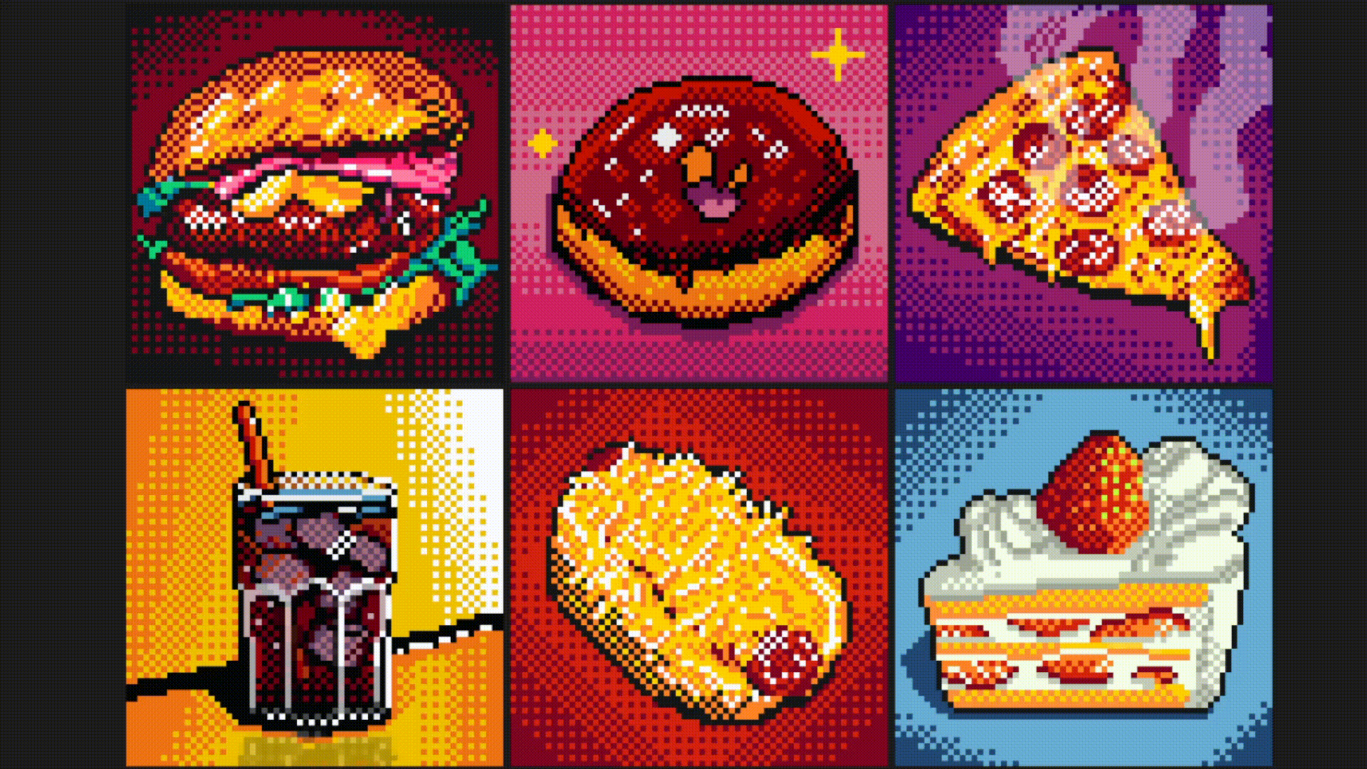 1920x1080 Finished my first Food Pixel Pack! 6 icons + 2 animated. Thoughts?