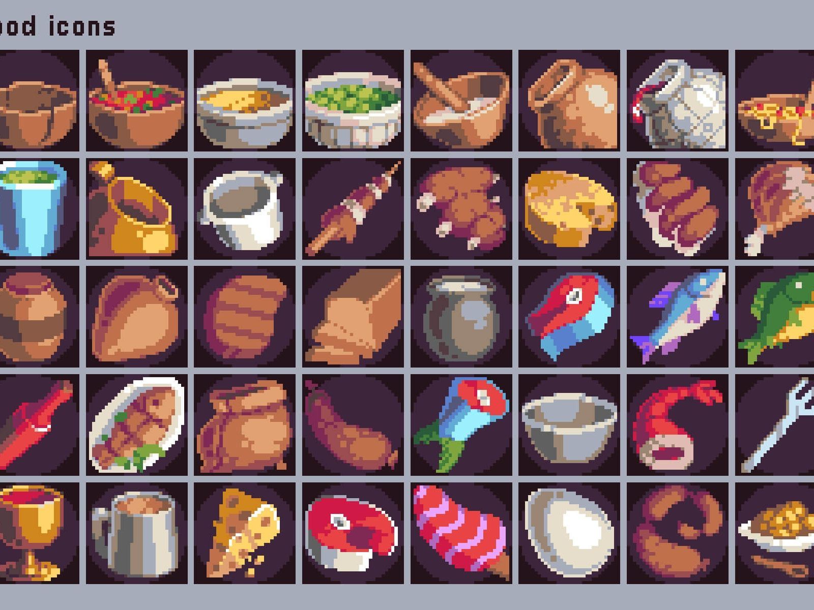 1600x1200 Food Icon Pixel Art by Oleg Domrachev on Dribbble