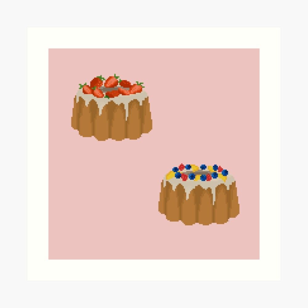 1000x1000 Fruit Bundt cake pixel art Poster