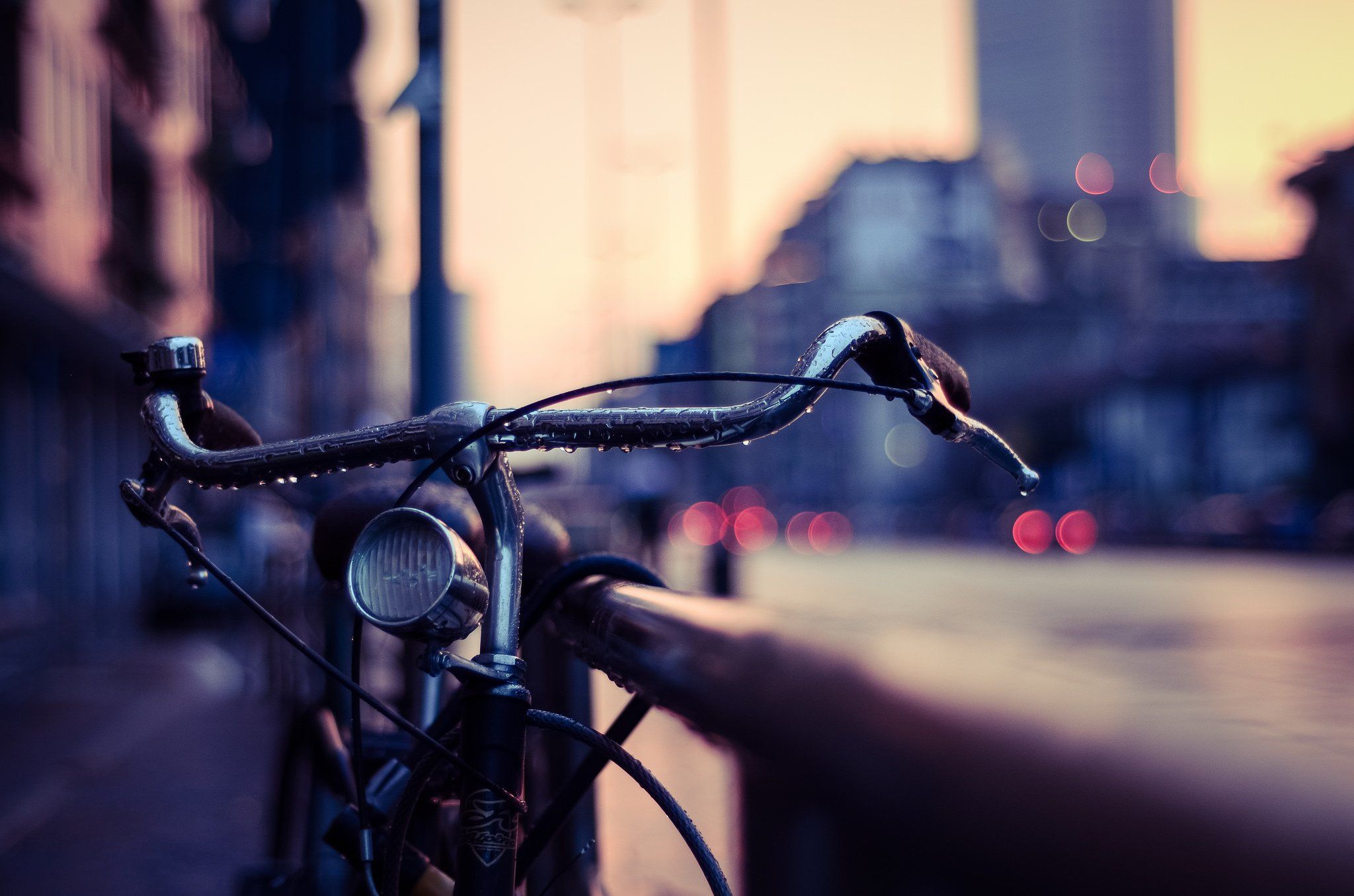 2048x1356 rain, City, Bokeh, Bike, Lights, Rainy Wallpaper HD / Desktop and Mobile Background