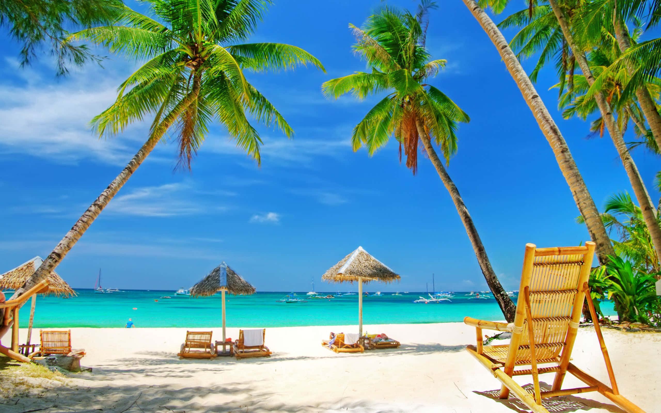 2560x1600 Download Breathtaking view of a serene Thailand beach during a colorful sunset Wallpaper
