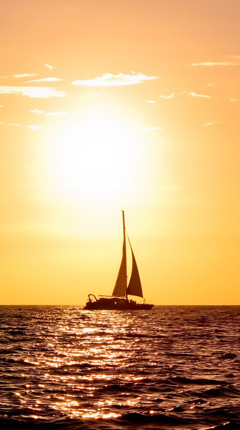 800x1428 Sunset, boat, iphone, sea, water, HD phone wallpaper