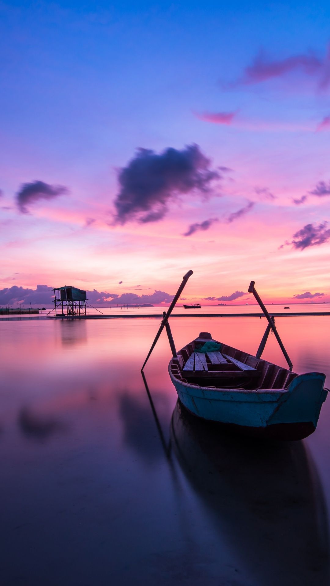 1080x1920 Rowing boat Wallpaper 4K, Sunset, Body of Water, Beach