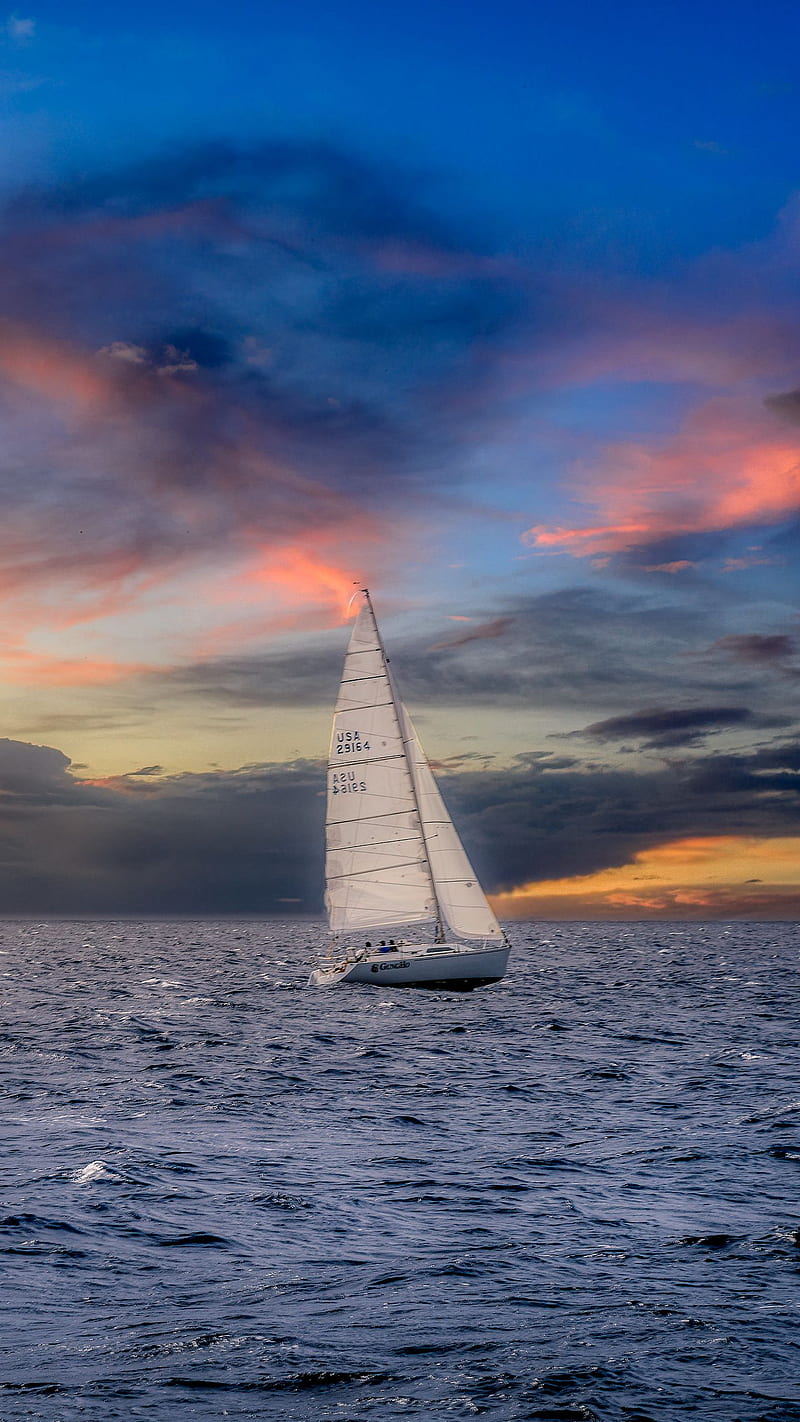 800x1422 Sailing Boat, hq, nature, ocean, scenery, sea, HD phone wallpaper