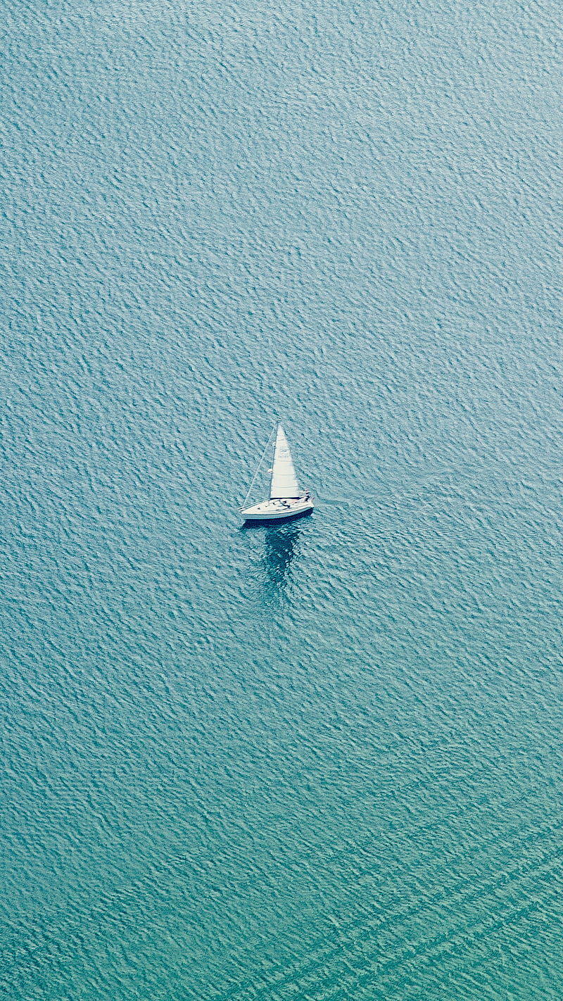 800x1422 Solo Sailing, blue, boat, clean, minimal, sailboat, sea, simple, HD phone wallpaper