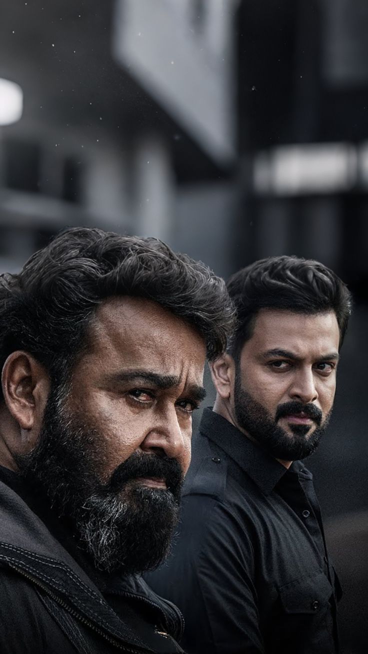 736x1308 Empuran HDk image. Mohanlal. Prithviraj