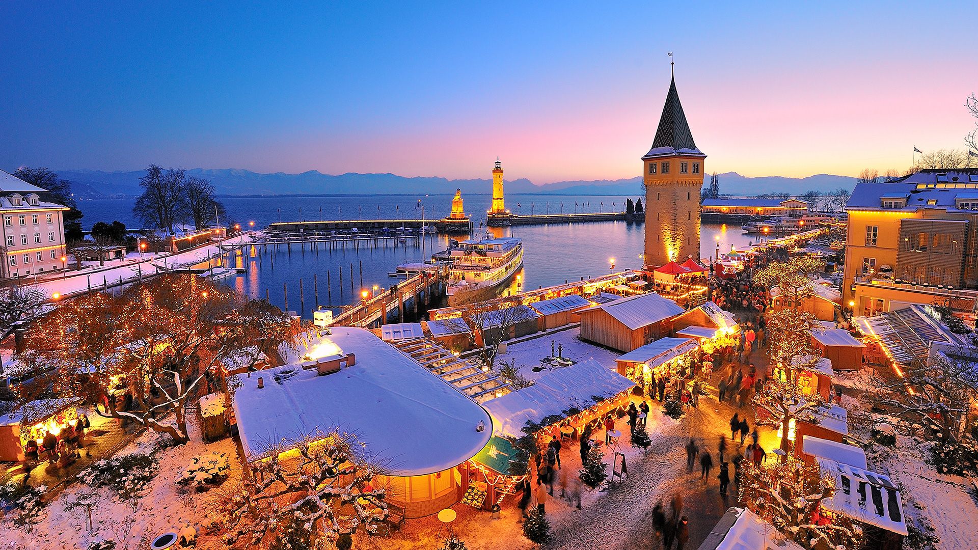 1920x1080 Visit the Lindau Harbour Christmas