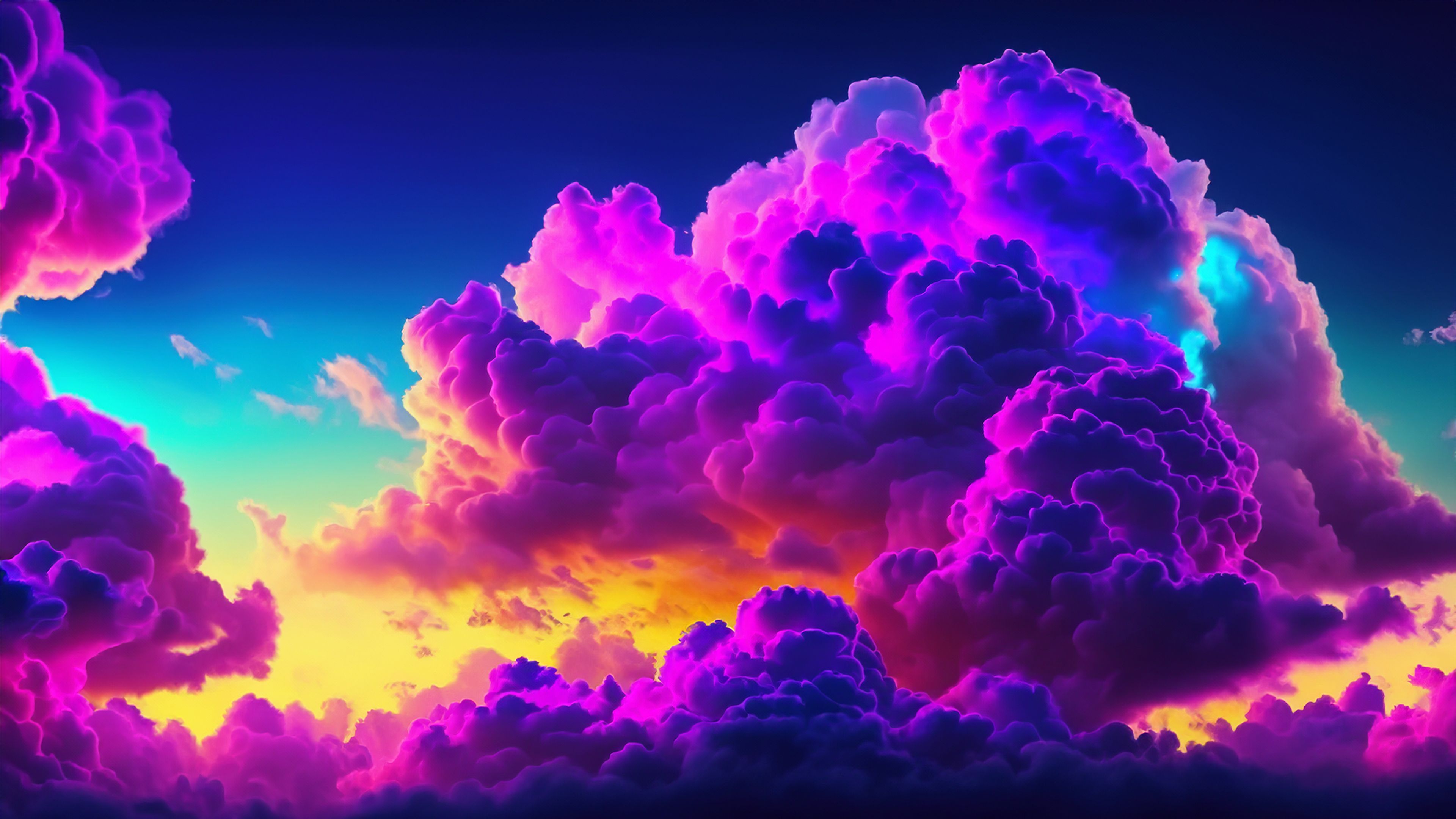 3840x2160 Neon Clouds 4K OLed Wallpaper