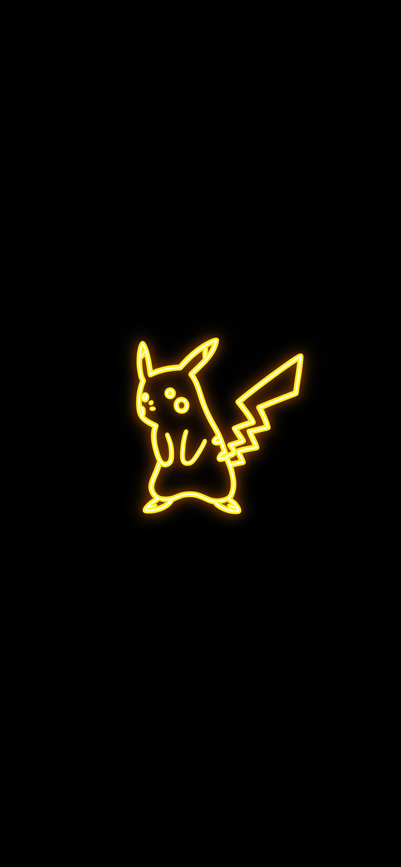 1326x2868 Neon Glow Pikachu OLED Black Wallpaper Anime Wallpaper