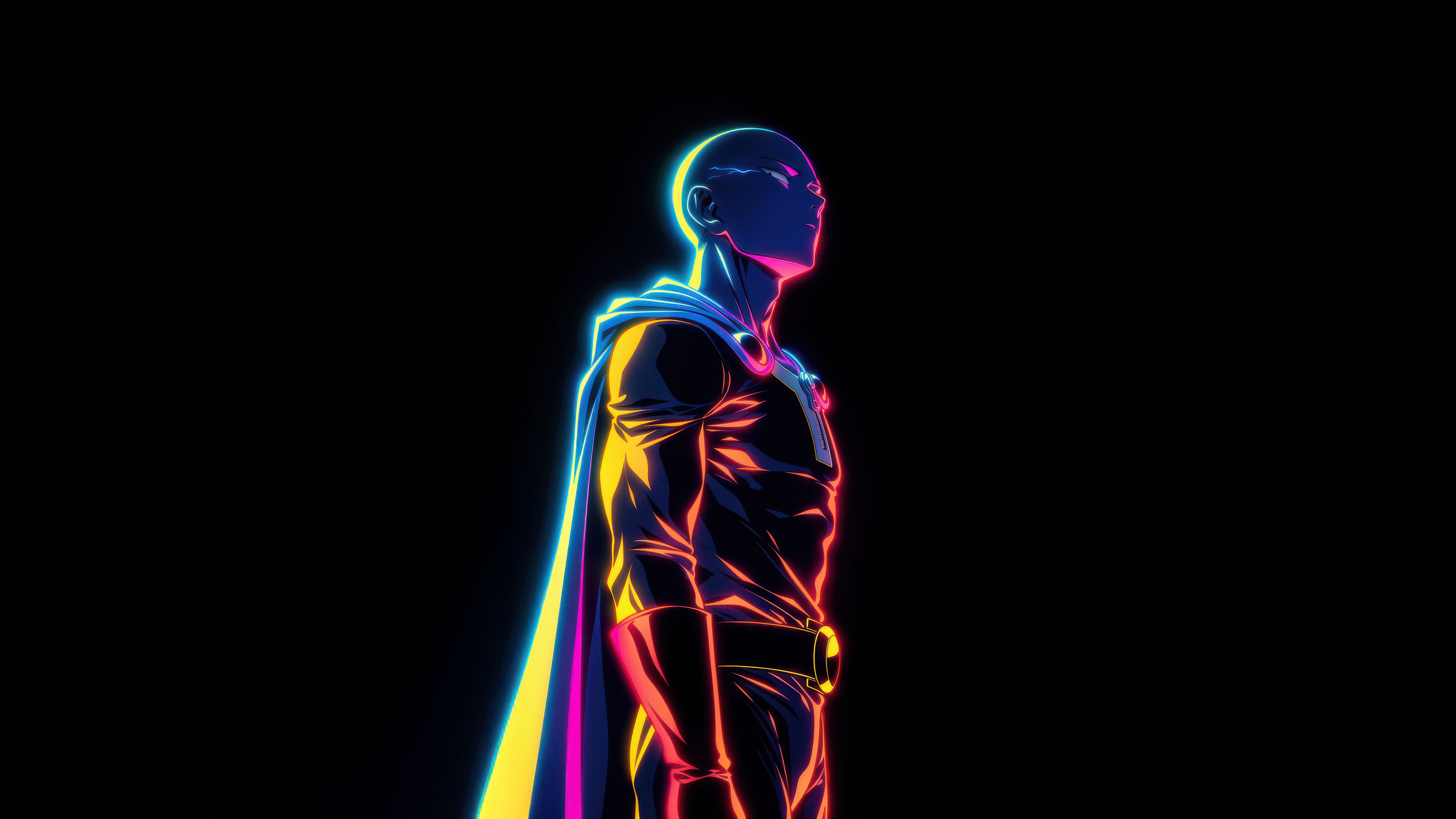 5120x2880 Saitama Wallpaper 4K, Neon, One Punch Man, 5K, AMOLED