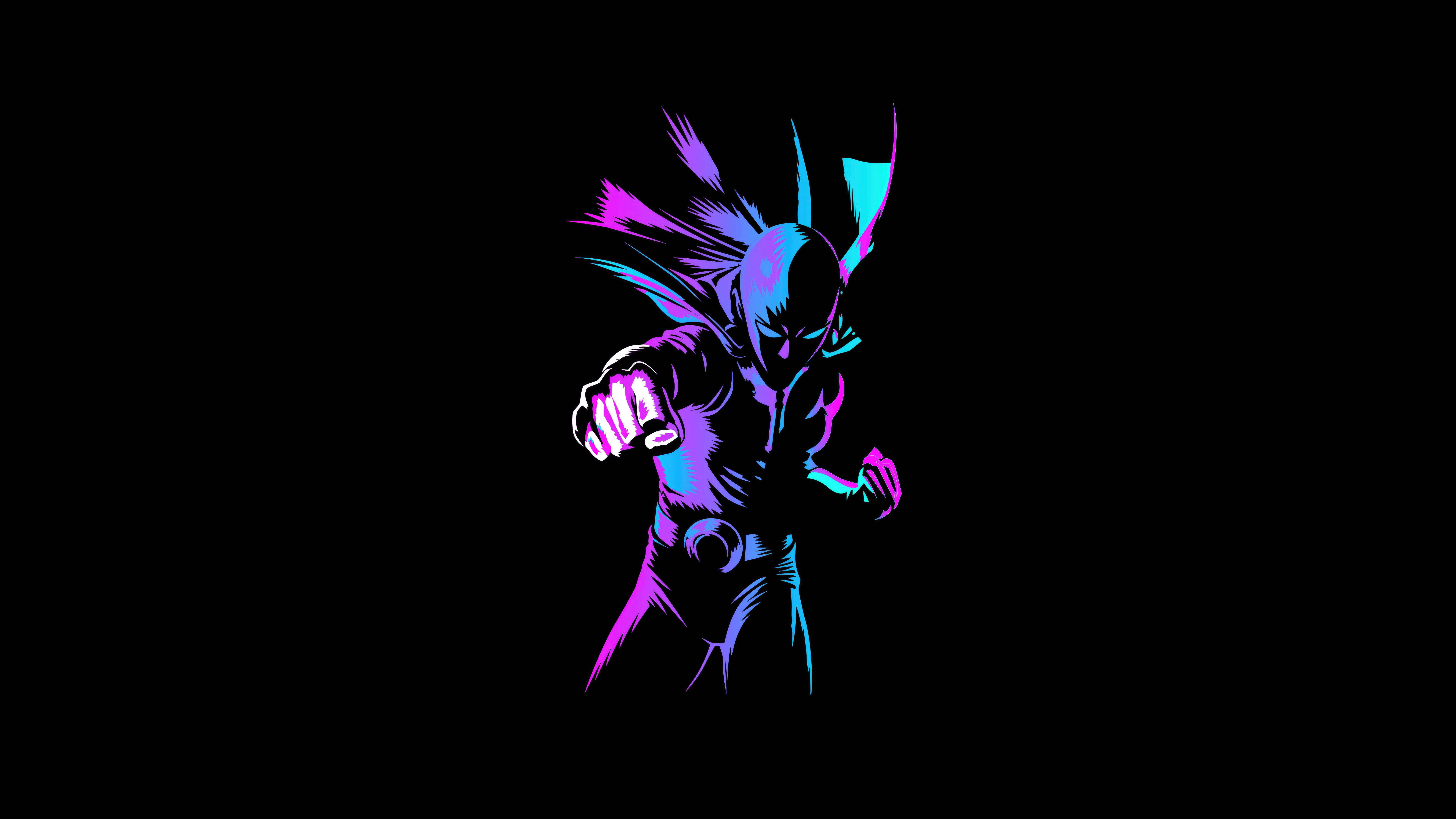 7680x4320 Saitama One Punch Man Neon Oled 8k Wallpaper, HD Anime Wallpaper, 4k Wallpaper, Image, Background, Photos and Picture