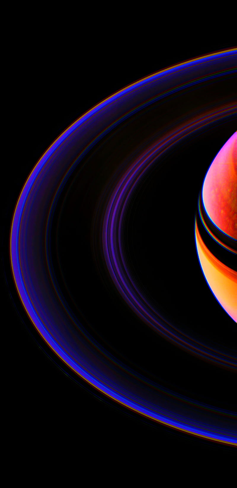 800x1644 Pluton abstract, amoled, blue, neon, oled, orange, planets, purple, saturn, HD phone wallpaper