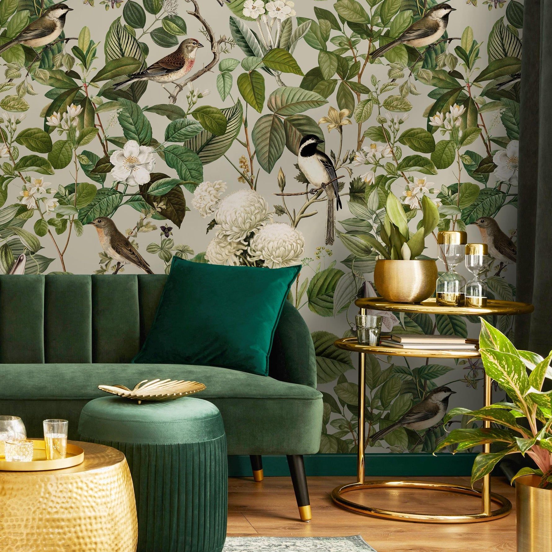 1780x1780 Floral Wallpaper, Botanical Scenic Wall Mural, Removable Wallpaper, Peel and Stick Wallpaper, Reusable, Green Plant Wall Decor 1 roll: 24w x
