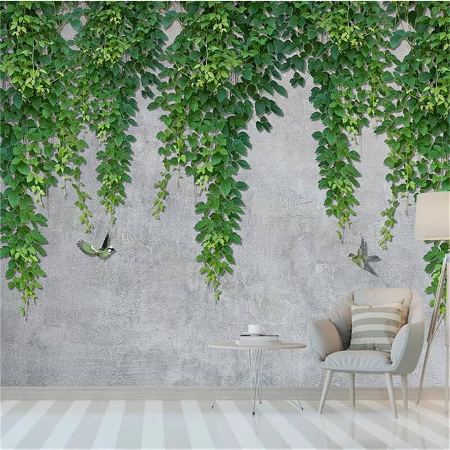 894x894 Green Creeper Wall Mural Decal, Leafy Plant Bedroom Large Wallpaper Living Room Peel and Stick, for Dining Room Home Decor Office, 98Wx69H : Tools & Home Improvement